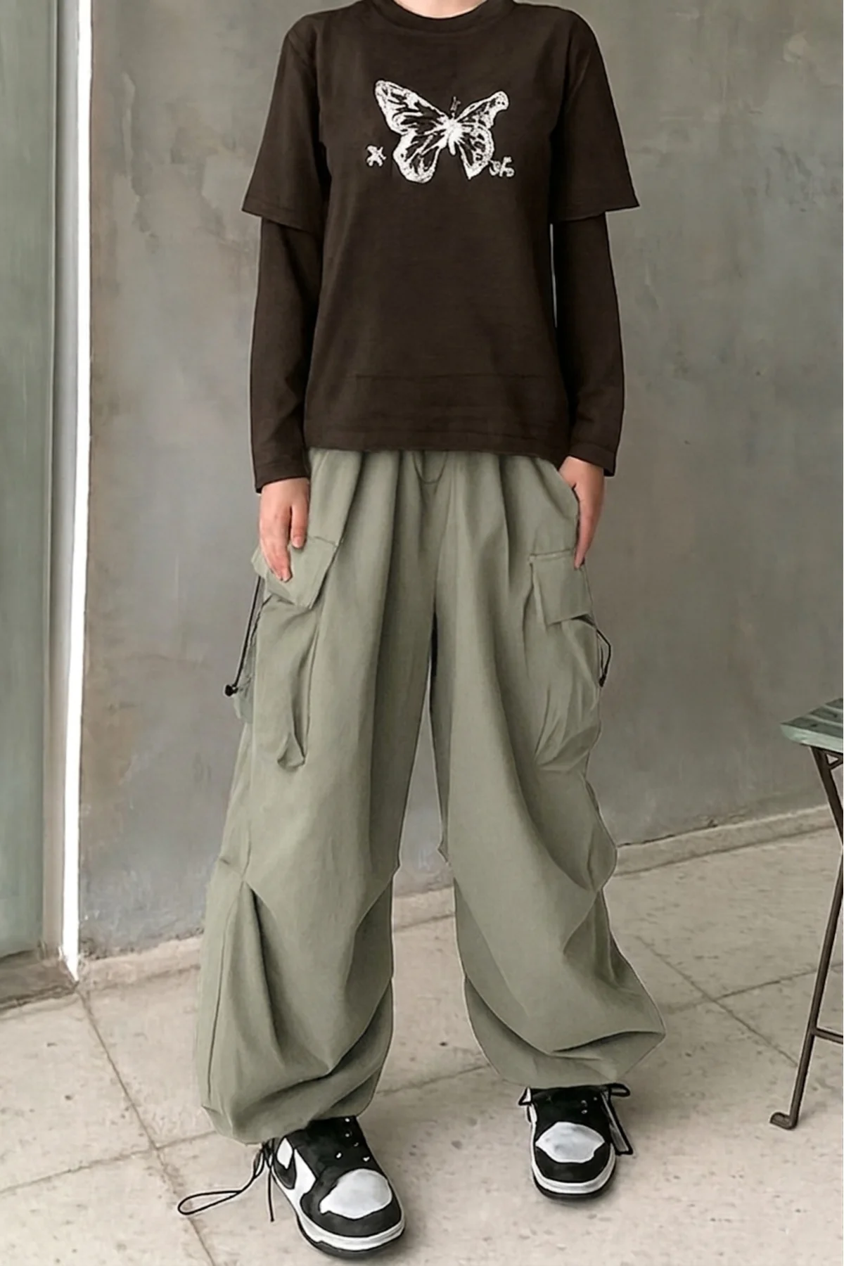 Unisex Y2k Extra Bol Paça Bel Lastik Ayalanabilir Bel Pantolon Mevsimlik Kaliteli Kumaş