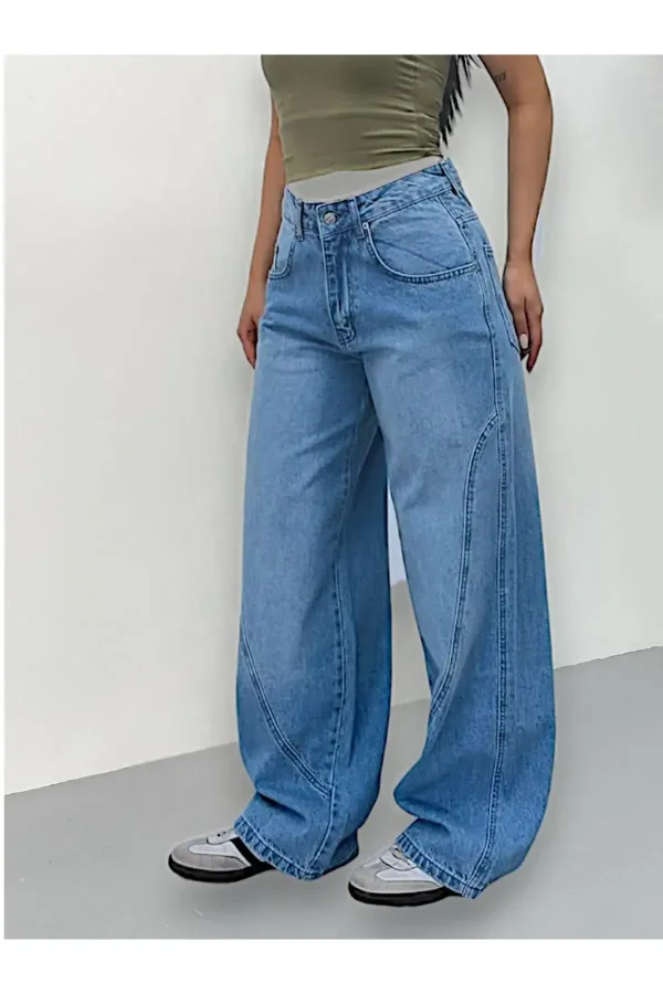 Y2k Dikiş Detay Baggy Bol Paça Jean Yeni Sezon Trend