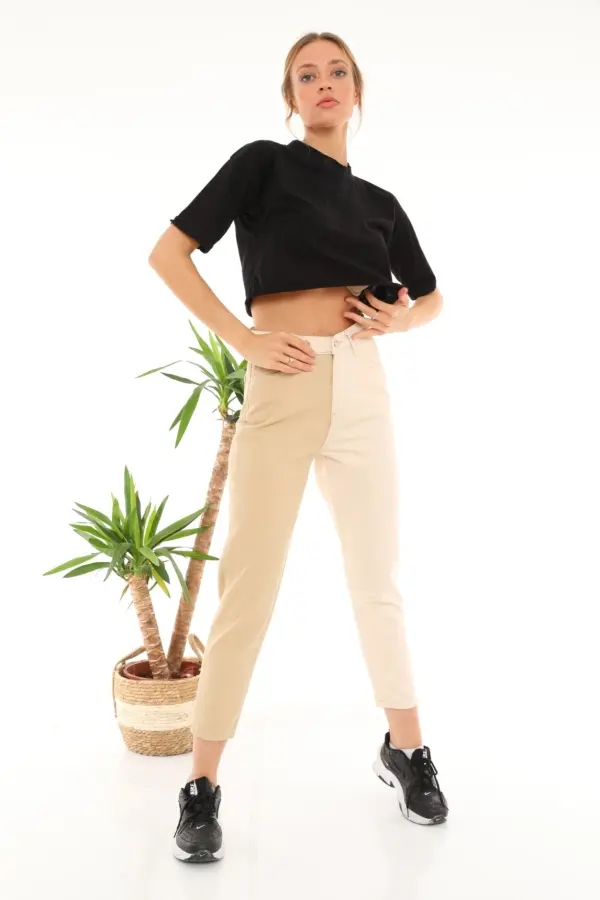 Çift Bloklu Boyfriend Jean