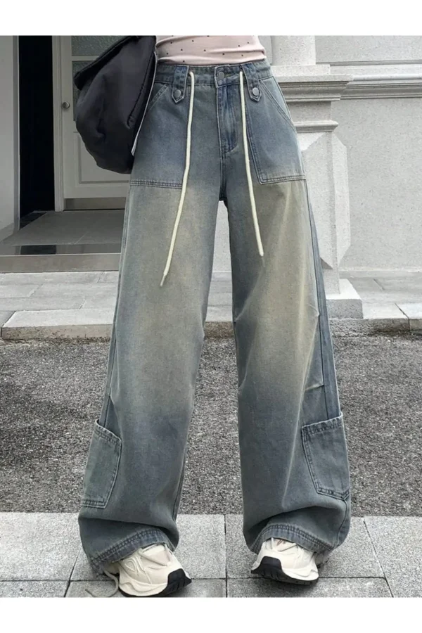 Y2k Unisex Vintage Baggy Ayarlanabilir Full Detay Jean Pantolon