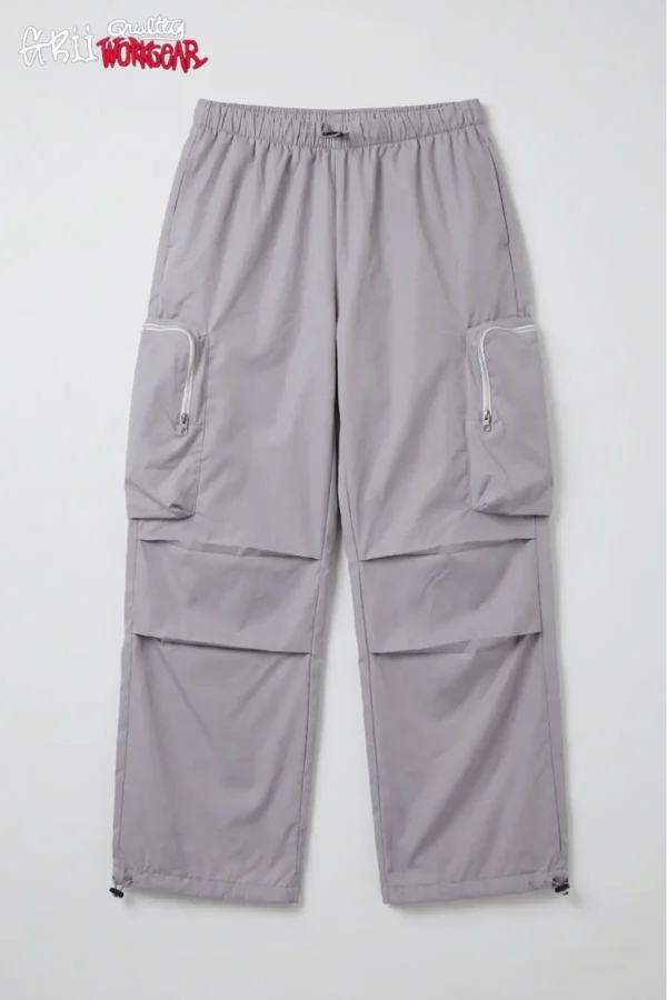 Unisex Oversize Parşüt Kargo Pantolon Pileli Eşofman Bel Paça Lastikli